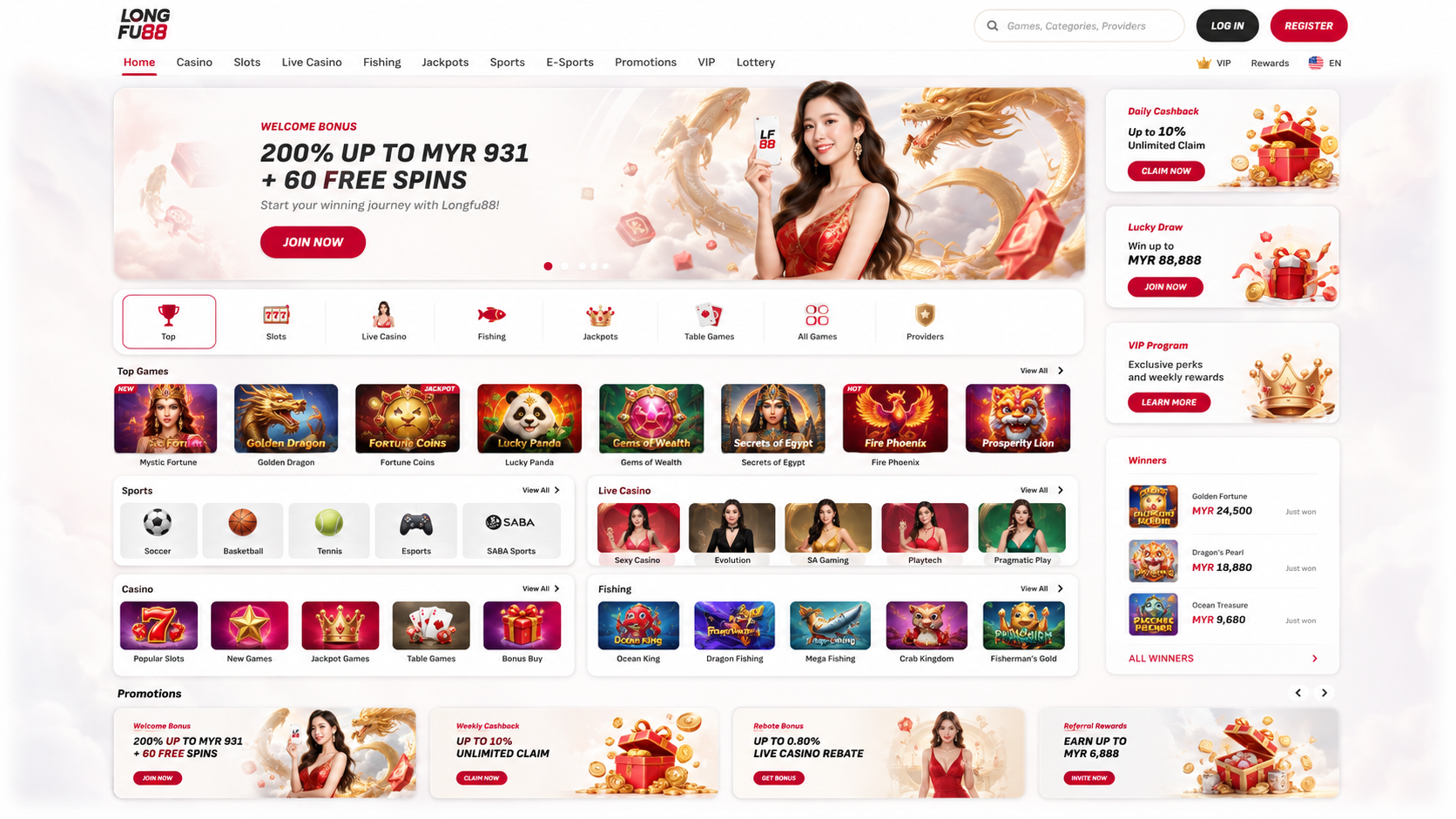 Longfu88 casino lobby