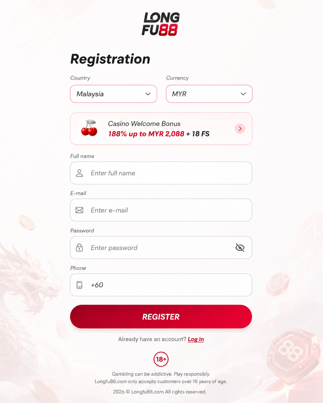 Longfu88 registration bonus offer